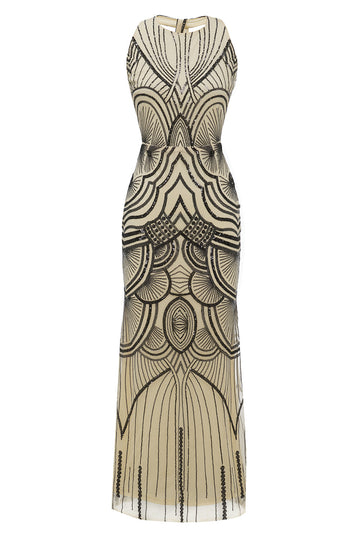 Sexy Backless Black Ivory 1920s Dress
